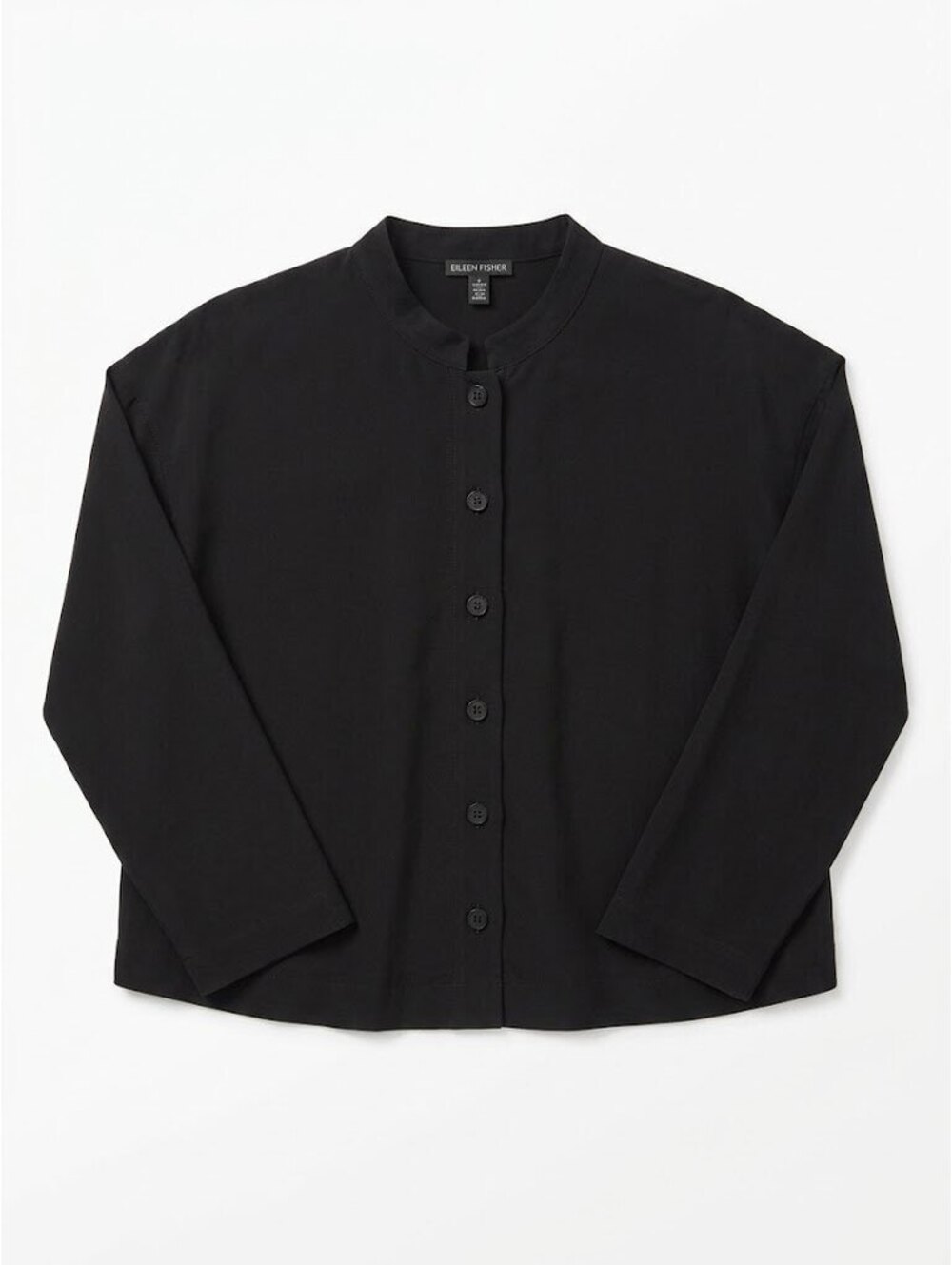 Eileen Fisher Black Tencel Viscose Boxy Button Shirt Women’s Small Petite SP